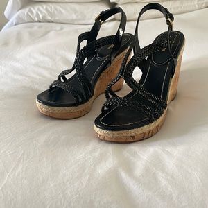 Car Shoe braided black cork wedge sandal size 38